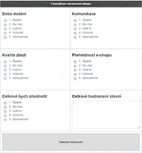 Formulář hodnocení